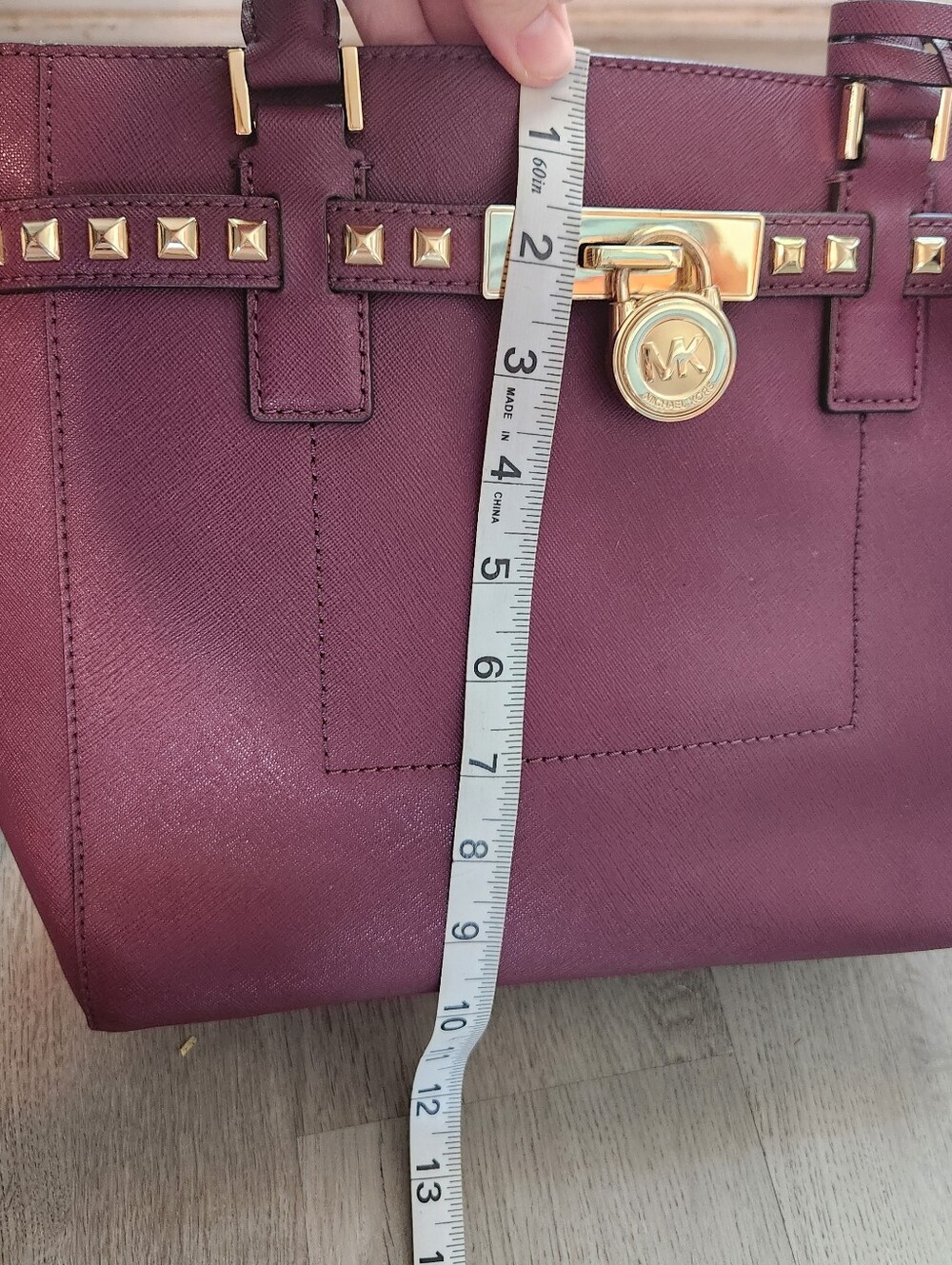 Michael Kors Hamilton Traveler tote purple glam corporate rock edgy business - Picture 11 of 14